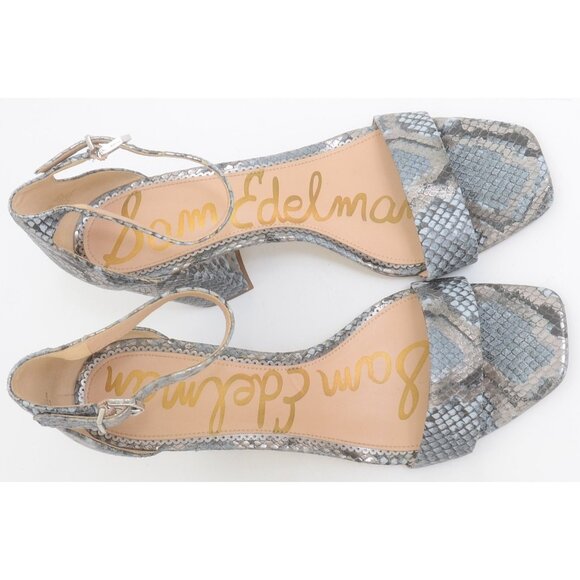 Sam Edelman Daniella Dusty Blue Snake Block Heel Sandal Anklet Open Toe Size 9.5 - Picture 3 of 9